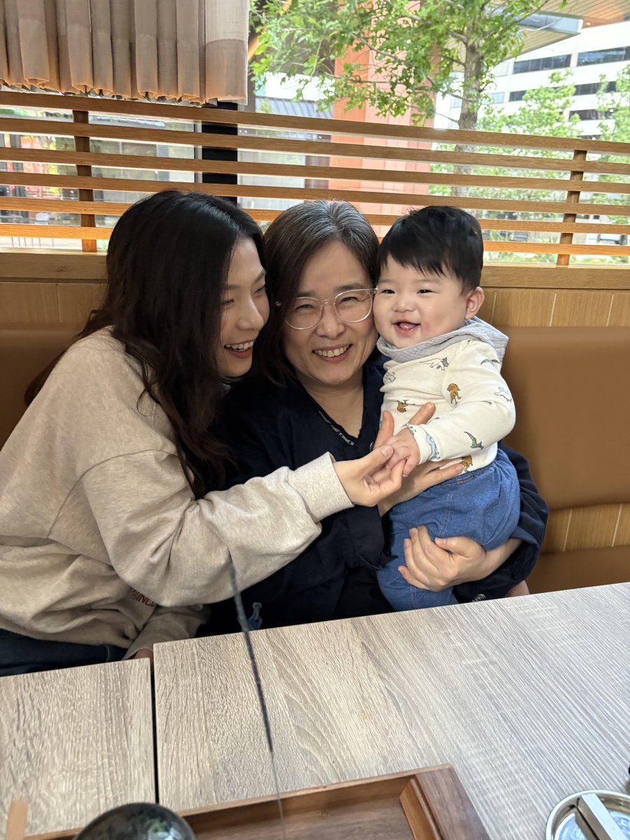 Angela with her mother and nephew at lunch